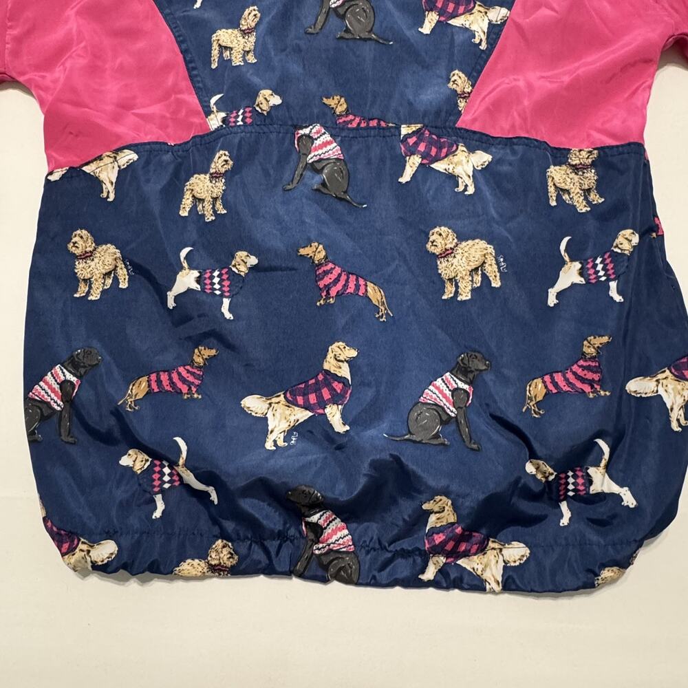 Simply Southern Women's Large Blue Dog Print Anorak Jacket Hood Zip Snap Pockets - Picture 3 of 16